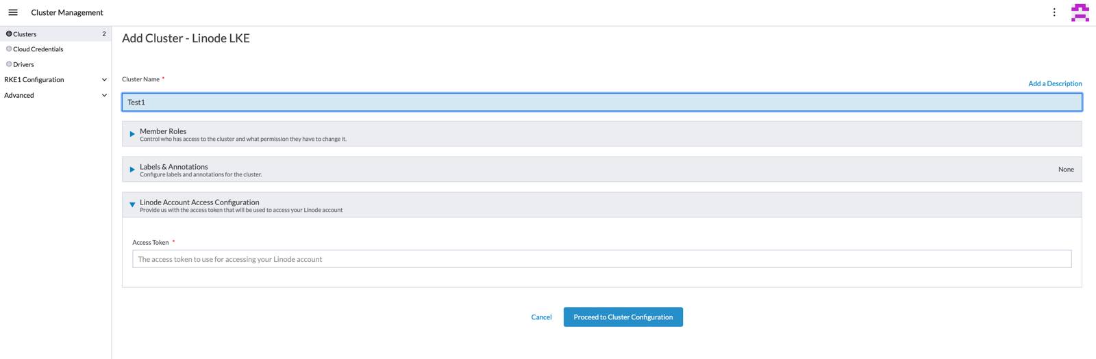 Cluster Name Token