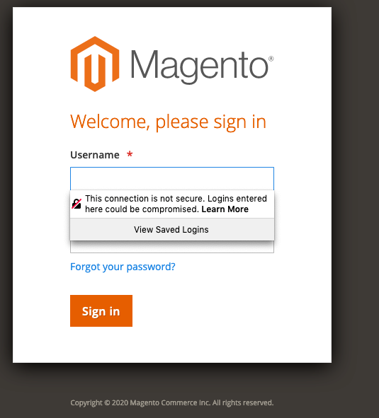 Enter the Magento admin username and password.